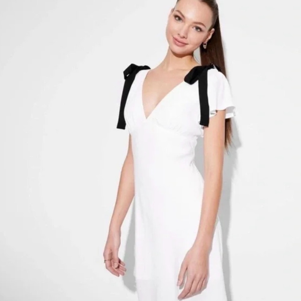Wild Fable White Dress with Black Bow Accents MEDIUM